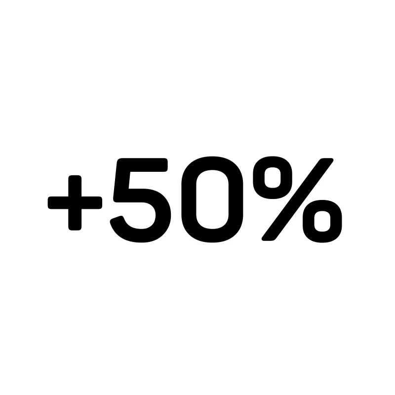 +50%